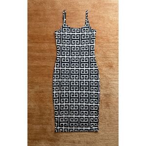 Touch Me Women’s Black White Geometric Bodycon Dress Size M Stretch